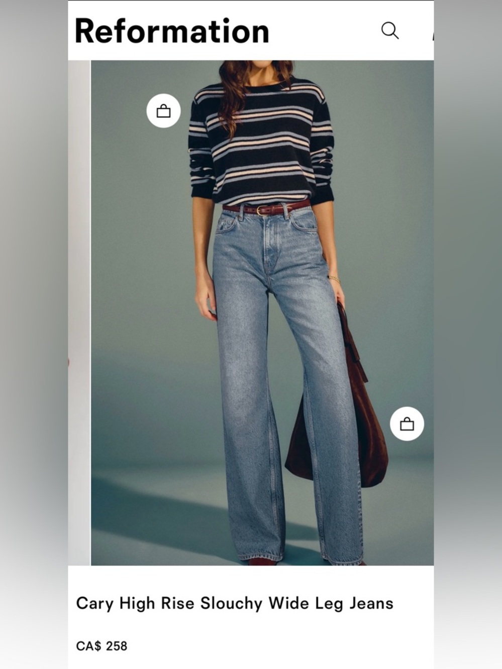 Cary High Rise Slouchy Wide Leg Jeans by REFORMATION
